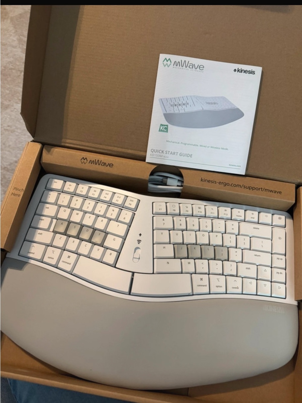 Kinesis mWave Split Ergonomic Keyboard - White and Gray